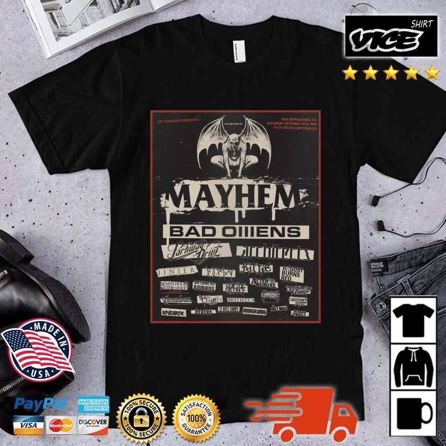 Official Mayhem Fest 2024 in Southern California on October 12th Full Line Up Poster Shirt